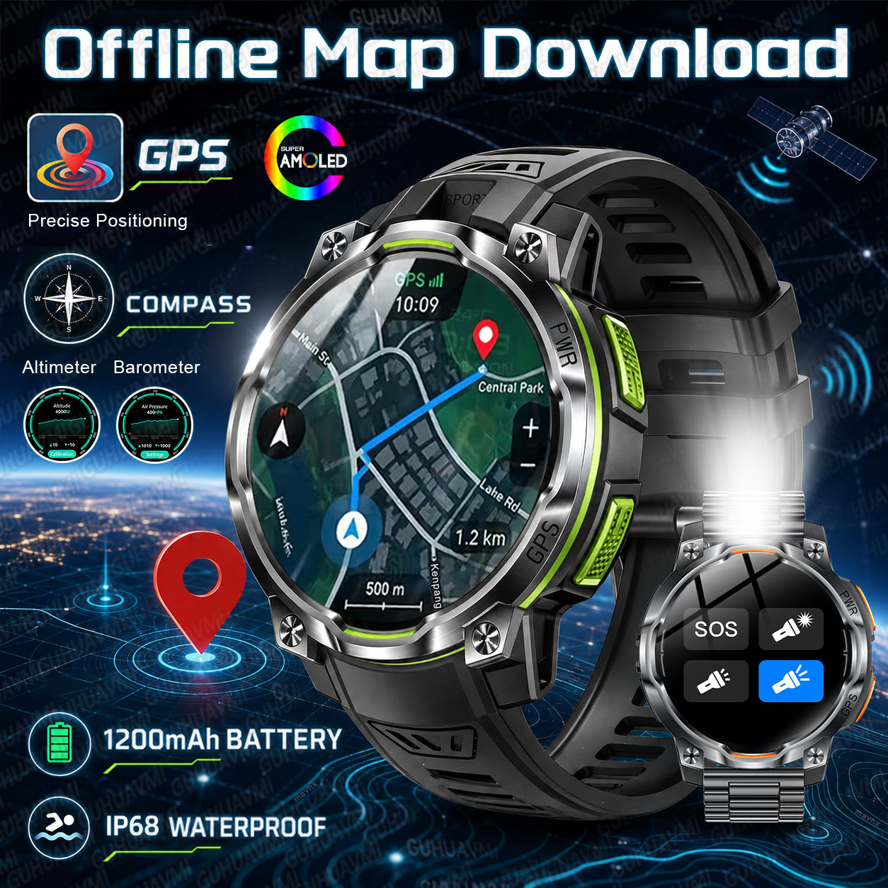 2026 New Military GPS Smartwat - огляд і ціна Compass Lensatic
